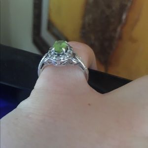 Peridot and white opal .925 size 8 ring